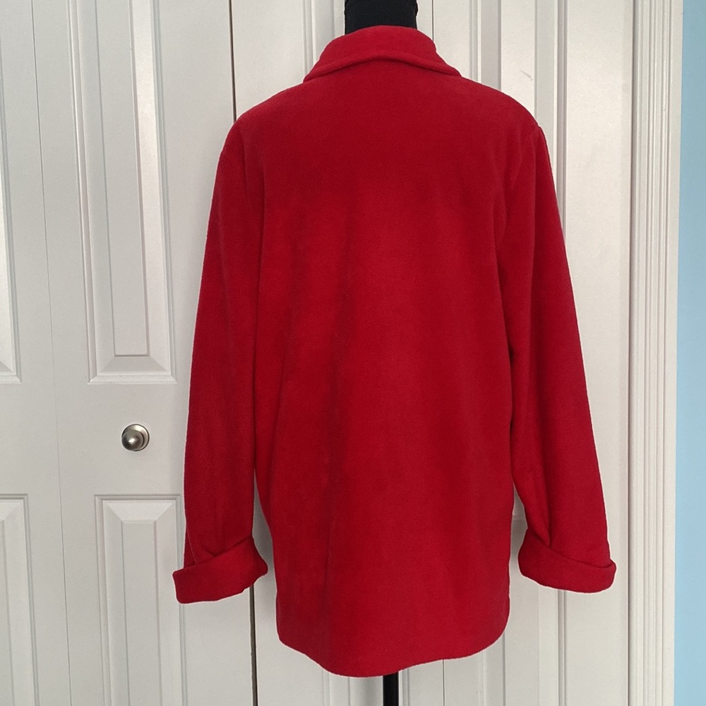 Adorable Retro Joanna Red Medium Petite Soft Fleece Button Jacket With Pockets - Picture 2 of 10